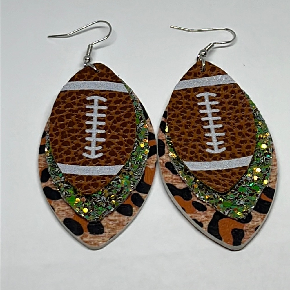 Earrings Football Fall Season Leppard print